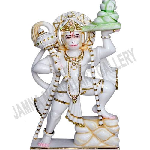 Religious White Marble Hanuman Statue