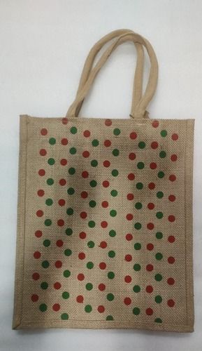 Printed Jute Hand Bag With Loop Handle