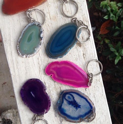 Agate Slice Keychain