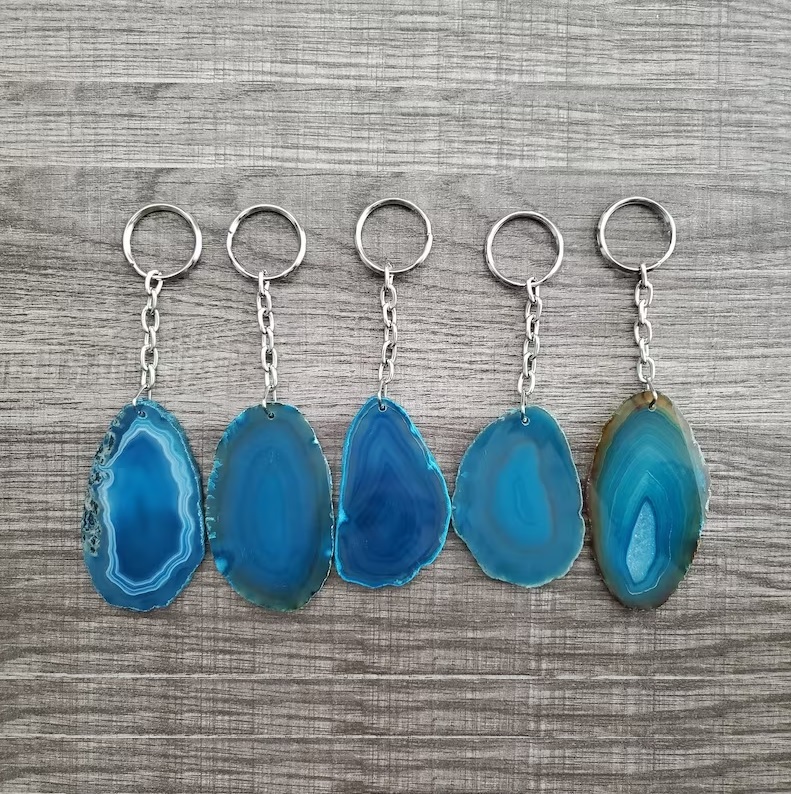 Agate Slice Keychain