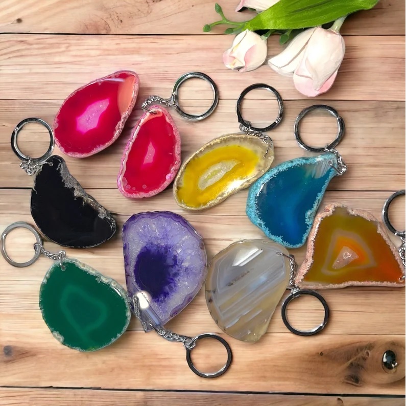 Agate Slice Keychain
