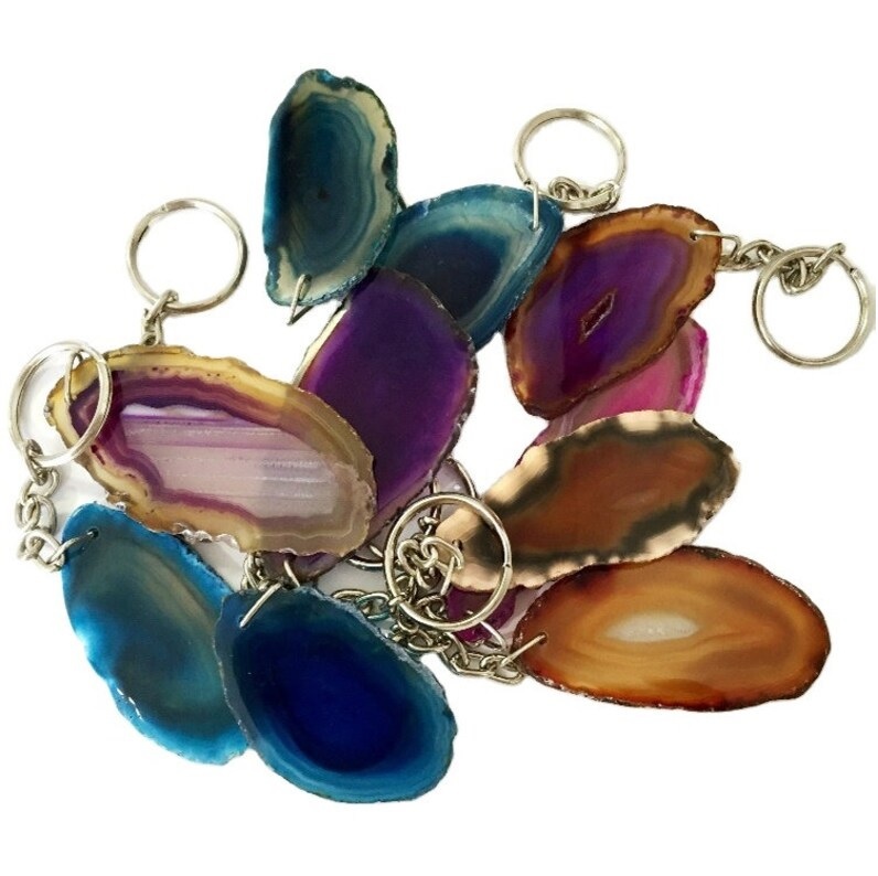 Agate Slice Keychain