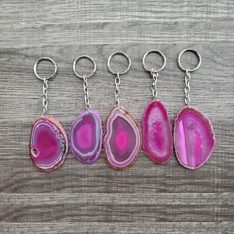 Agate Slice Keychain