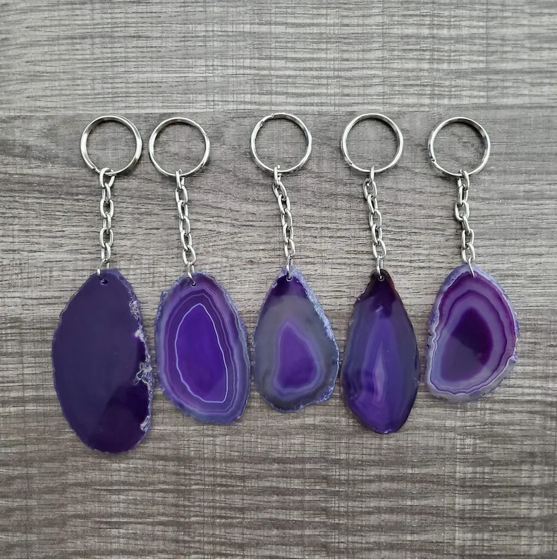 Agate Slice Keychain