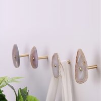 Agate Gemstone Wall Hooks - 3 To 3.5 Inch, Multi-color Natural Polished Druzzy For Home Decoration, Handmade & Durable