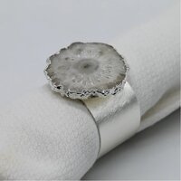Agate Solar Quartz Napkin Ring - Color: Silver