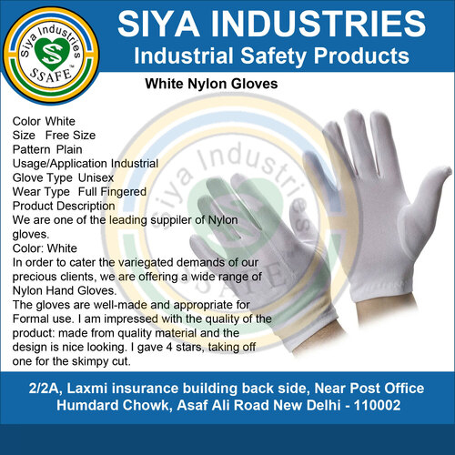 Plain White Nylon Gloves