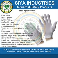 Plain White Nylon Gloves - Feature: Washable