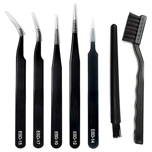 Black Esd Stainless Steel Tweezer