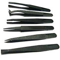 Esd Plastic Tweezer - 115 Mm Size, 3 Mm Thickness, 10 Gm Weight | Black Plastic For Electric Appliance Usage