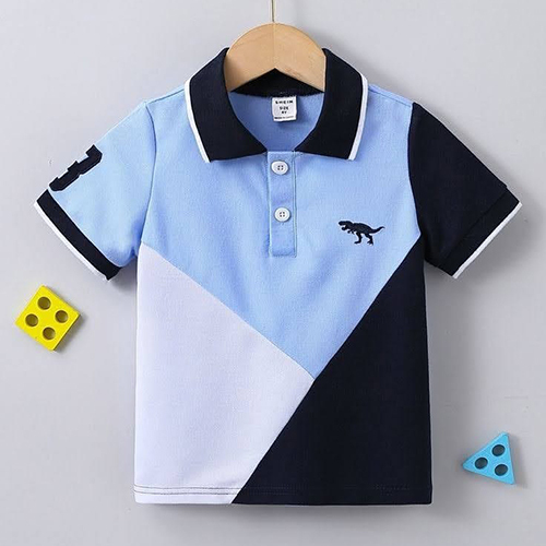 Boys Printed Blue Line T-Shirt