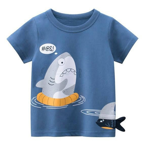 Boys Modern Printed Blue Line T-Shirt