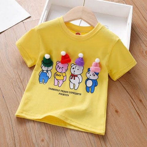 Girls Yellow Half Sleeve T-Shirt