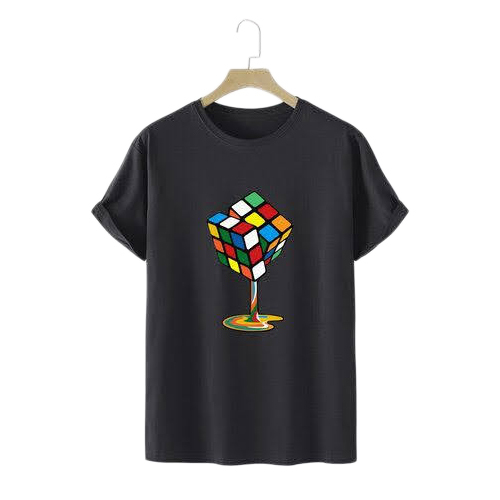 Girls Black Round Neck T-Shirt