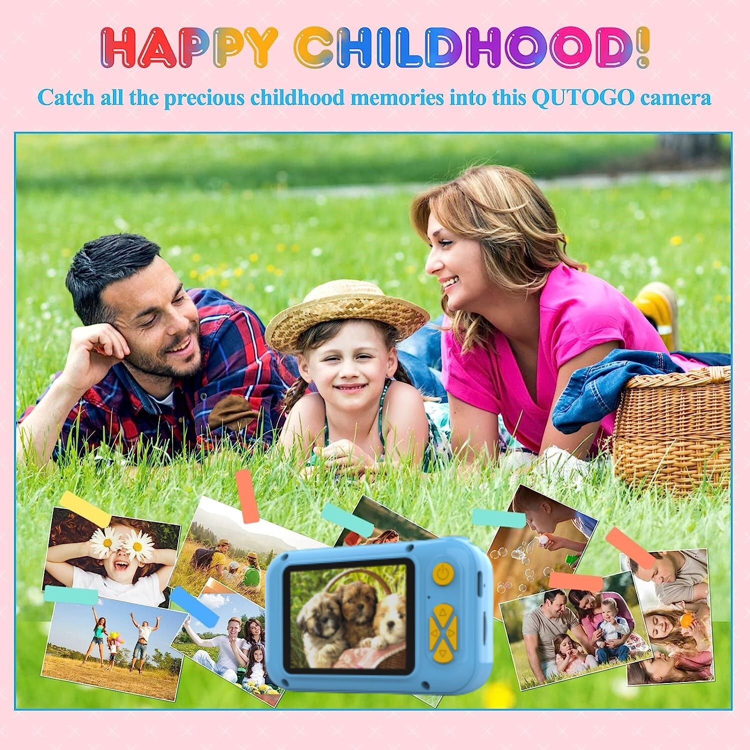 Upgraded Real 1080P Kids Camera with Flip up Lens for Selfie Video 2.4 in Screen Camera Toy