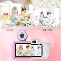 Upgraded Real 1080P Kids Camera with Flip up Lens for Selfie Video 2.4 in Screen Camera Toy