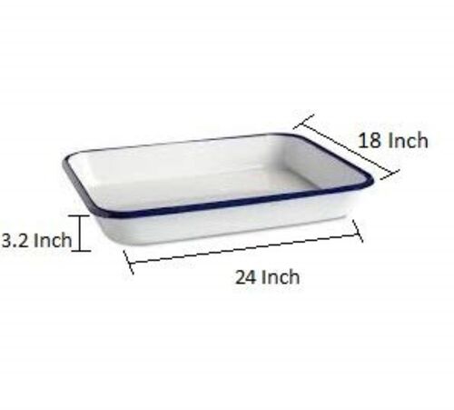 Enameled Tray - 24"x18"x3.2" White | Durable Easy Clean Heat Resistant Oven-Safe Sample Storage Available in Multiple Sizes