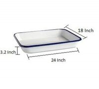Enameled Tray - 24"x18"x3.2", White | Durable, Easy Clean, Heat Resistant, Oven-safe, Sample Storage, Available In Multiple Sizes