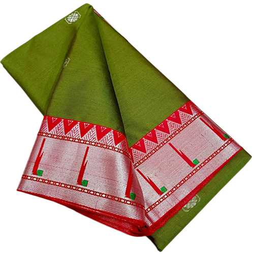 Ladies Silk Butta Rich Pallu Contrast Blouse Sarees