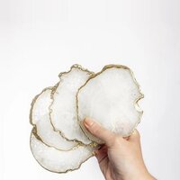 Agate Gemstone Coasters - Handmade White Polished 3 To 3.5 Inch | Durable, Uv Resistant, Easy To Clean, Multi-color Decorative Healing Decor