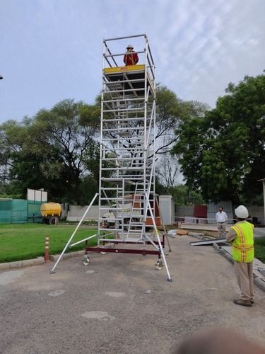 Aluminum Mobile Scaffold Tower With Chassis Beam - Lightweight, Durable Design | Features Integrated Ladders for Enhanced Stability and Accessibility