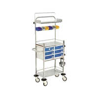 Crash Cart Trolley - Stainless Steel, 940x490x1535mm, Silver - Portable, Manual Operation, Ample Storage For Medical Supplies