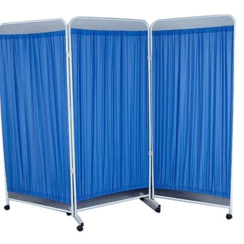 White-Blue Cotton Hospital Folding Screen