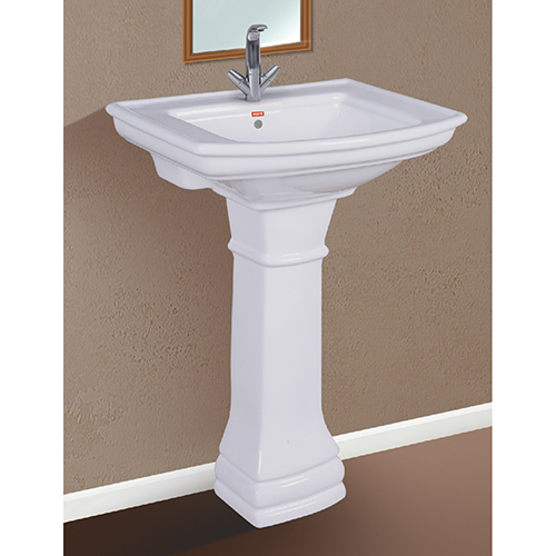 White 25X19 Inch Ossian Wash Basin And Pedestal