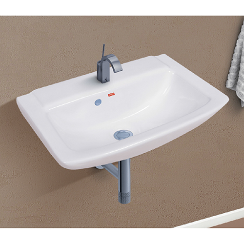 White 18X12 Inch Square Wall Mounted Wash Basin