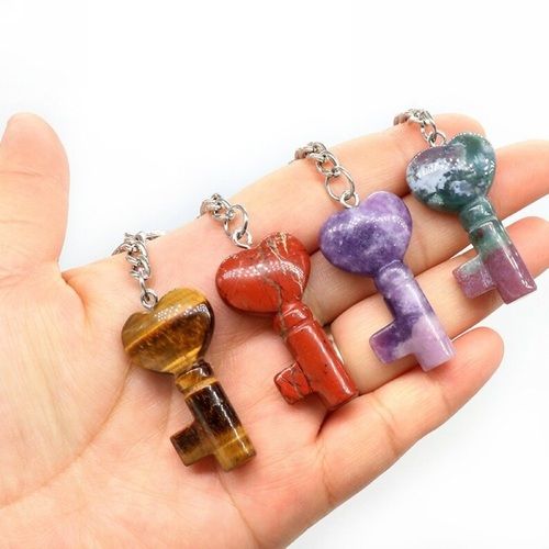 Multi Gemstone Key Ring