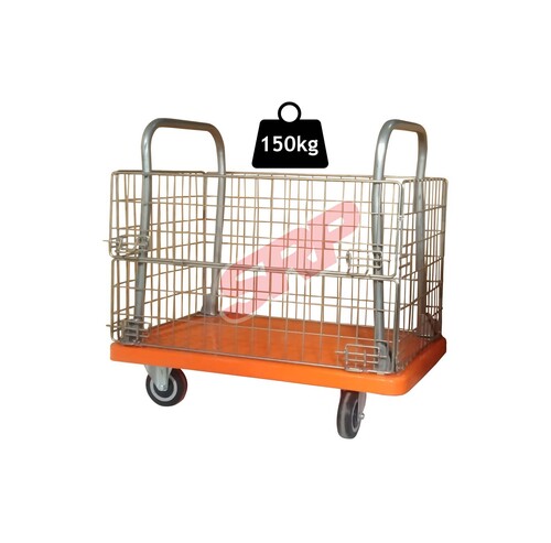 Basket Trolley - PPCP 100mm x 38mm Orange Epoxy/Rough Finish | 150 kg Capacity Ideal for Material Handling