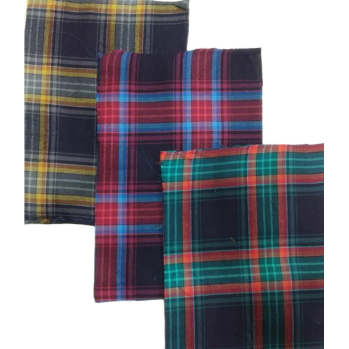Yarn Dyed Indigo Checked Twill Fabric