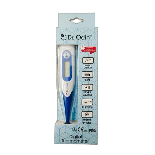 Digital Flexible Thermometer - High-Quality Plastic, Automatic Operation, White-Blue Color | Large Display, Fever Alert System, Memory Function