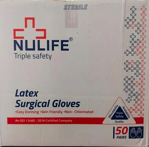 Nulife Sterile Surgical Gloves - Medical-Grade Nitrile, White Color , Powder-Coated for Easy Donning, Bacterial & Viral Penetration Tested