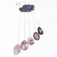 Natural Brown Agate Slices Wind Chime - 3 To 3.5 Inch, Handmade Gemstone Decor | Durable, Uv Resistant, Easy To Clean, Easy To Install