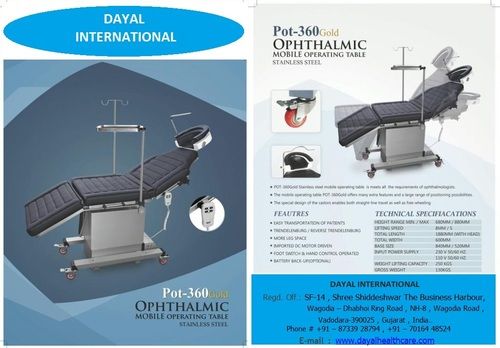 Ophthalmic Mobile Operating Table Design: One Piece