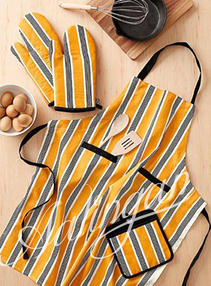 Heat Resistant Kitchen Gloves with Aprons Oven Mitts and Pot Holders for Kitchen Cooking Baking
