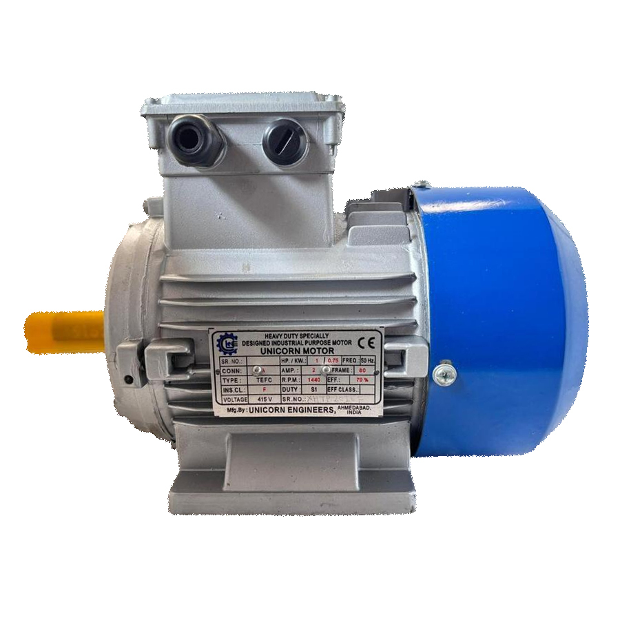 1 hp 4 pole 1440 rpm 3 phase foot mounted