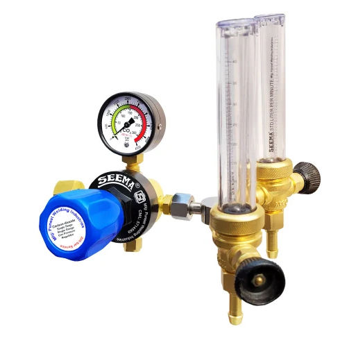 SEEMA Single Stage Single Gauge Carbon-dioxide Pressure Regulator with Dual Flowmeters ISI Certified