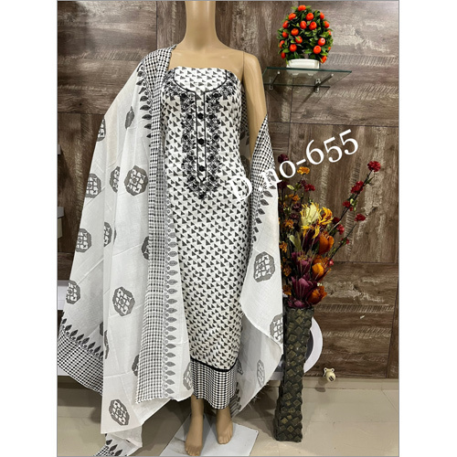 Ladies Chanderi Silk Embroidery Suit With Inear