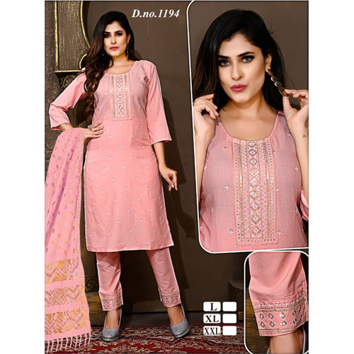 Pink Ladies Two Tone Readymade Suit