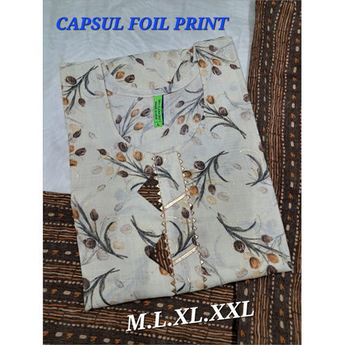 Multicolor Ladies Capsule Foil Printed Suit