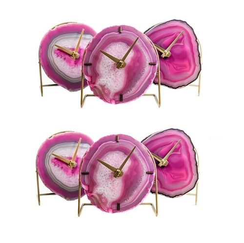 Pink Agate Desk Clock