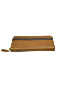 GENUINE LEATHER MUSTARD/BROWN ZIP AROUND LADIES WALLET
