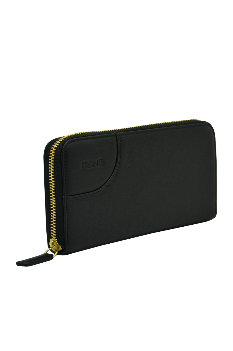 GENUINE LEATHER BLACK ZIP AROUND LADIES WALLET