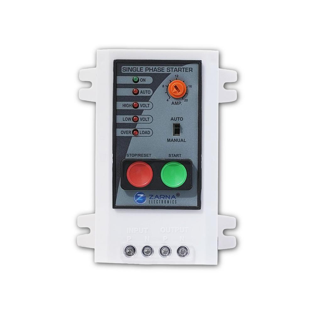 Single Phase Electronic Starter - 230 Volt, 50/60 Hz, White | Instant Voltage Protection, Auto/manual Start, Time Delay Feature