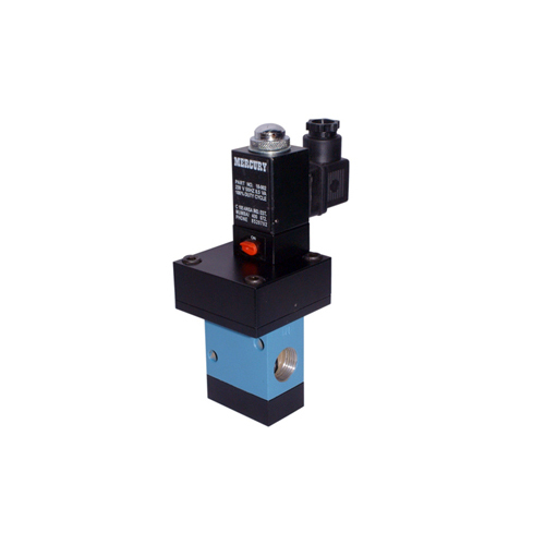 Black-Blue 2 Way Normally Closed Low External Pilot Poppet Type Solenoid Valve