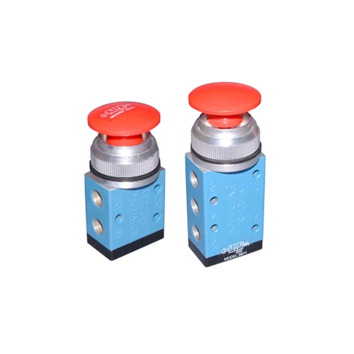 Blue-Silver-Red Normally Closed Palm Button Spring Valve