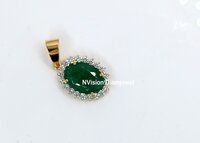 Precious Green Emrald Natural Diamond Pendant