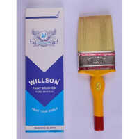 W 115 Paint Brush - Nylon Hair, 4 Inch Size, Yellow Wooden Handle | Designed For Precision Wall Painting, Enhanced Comfort And Coverage